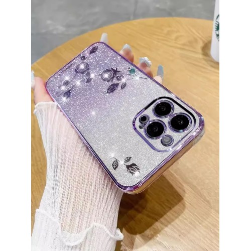 Gradient Glitter Eternal Flower Phone Case For iPhone